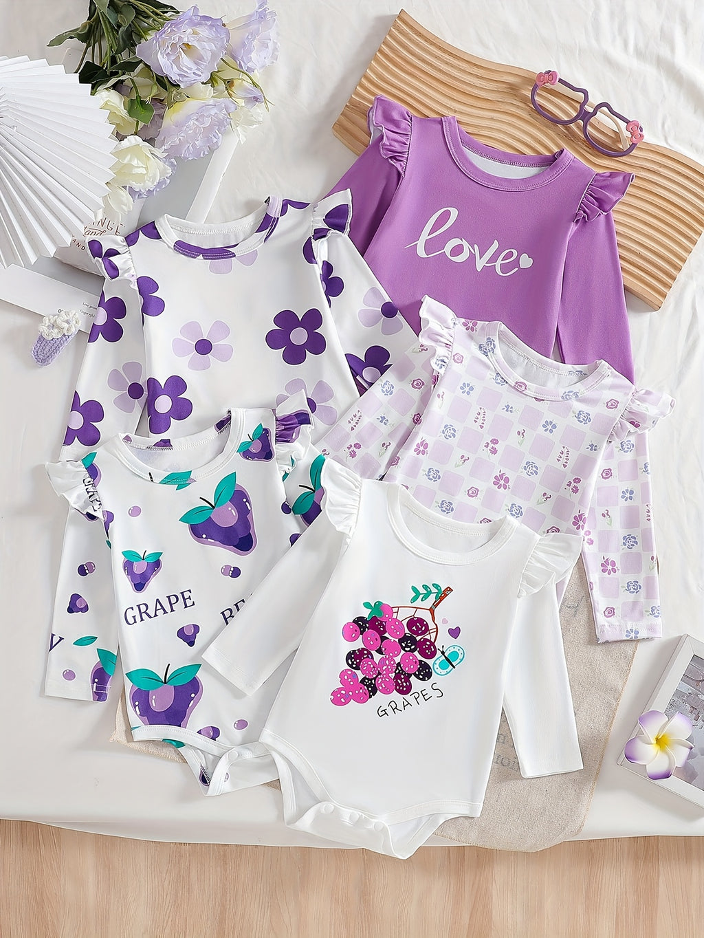Baby Girl'S Clothing, Baby Products, Baby Girl'S Casual And Versatile Spring Floral Prints, Small Flying Sleeves, Long Sleeved Jumpsuit, Baby Girl'S Ordinary Jumpsuit, Popular Small Gift for The New School Season, for Outdoor