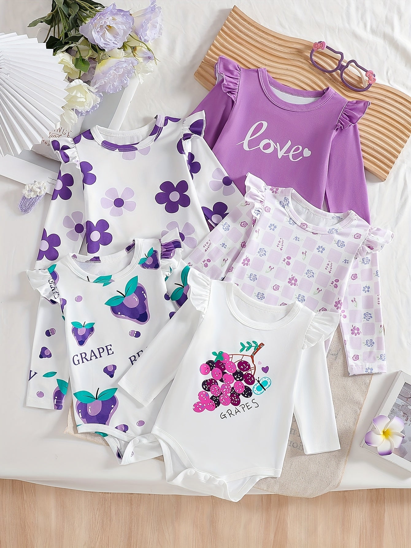 Baby Girl'S Clothing, Baby Products, Baby Girl'S Casual And Versatile Spring Floral Prints, Small Flying Sleeves, Long Sleeved Jumpsuit, Baby Girl'S Ordinary Jumpsuit, Popular Small Gift for The New School Season, for Outdoor