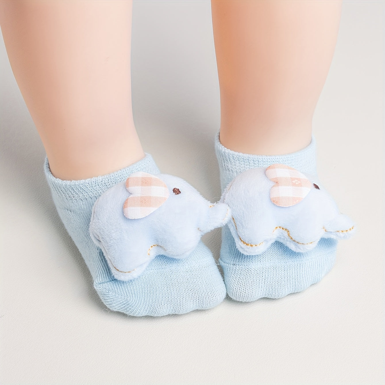 1-pair\u002F3-pair, Adorable Baby Elephant No-Show Socks, Girls' Non-Slip Toddler Socks for Home, Multiple Colors Available, Combo Pc, Soft, Comfortable, and Breathable, 3D Cute Animal Design, Versatile for Daily Home Use, Parties, and Gatherings