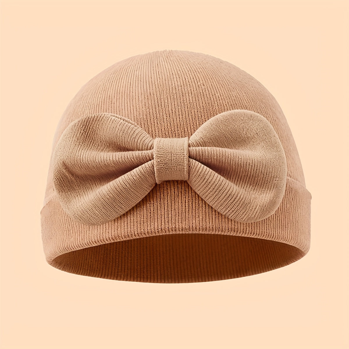 1 Newborn Beanie with Bow Decor, Stylish Cute Hospital Hat for Baby Girls, Soft, Comfortable & Breathable, Perfect for Gifting, Daily Matching & Photo Shoots