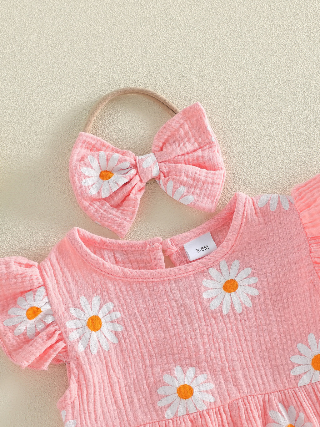 Newborn Girl Outfit, Flower Print Fly Sleeve Romper with Bowknot Hairband Summer Clothes, Perfect for Outdoor