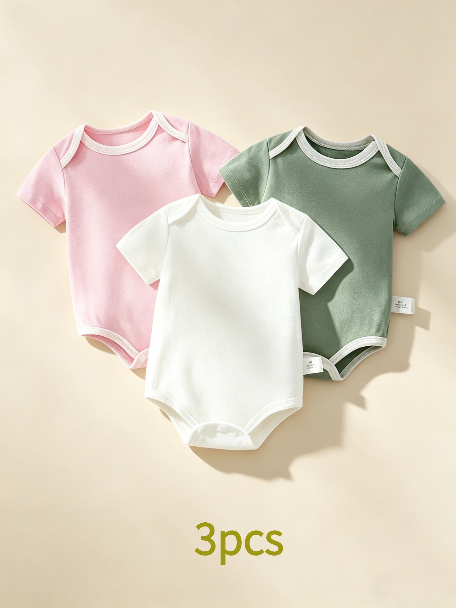 3pcs Set: Triangle Onesies for Baby Girls and Boys, Three Basic Solid Colors, Simple and Versatile Design, Soft and Comfortable, Easy to Change Diapers, Suitable for Casual Attire and Outdoor Activities, Making Them the Perfect Baby Gift