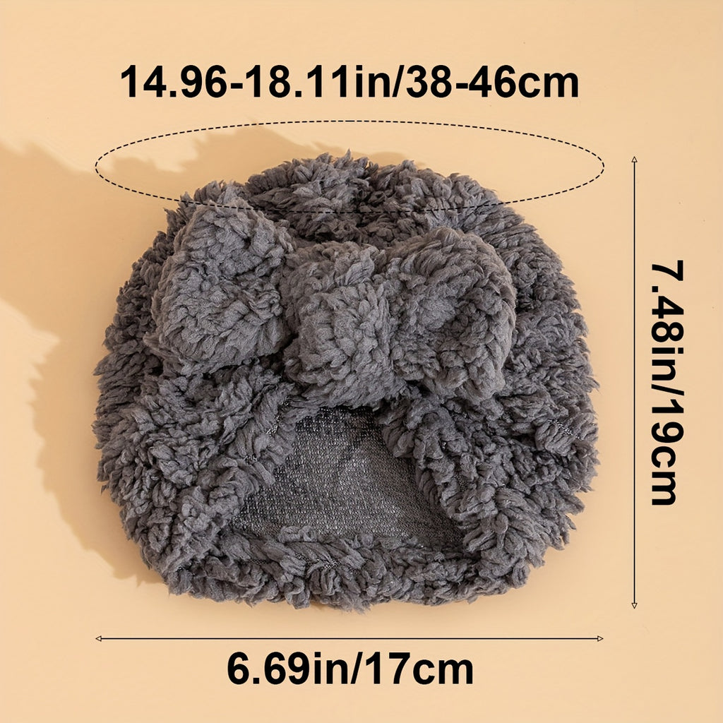 Newborn Fleece Lined Beanie with Bowknot, Soft Cozy Warm Winter Hat, Perfect for Daily Wear