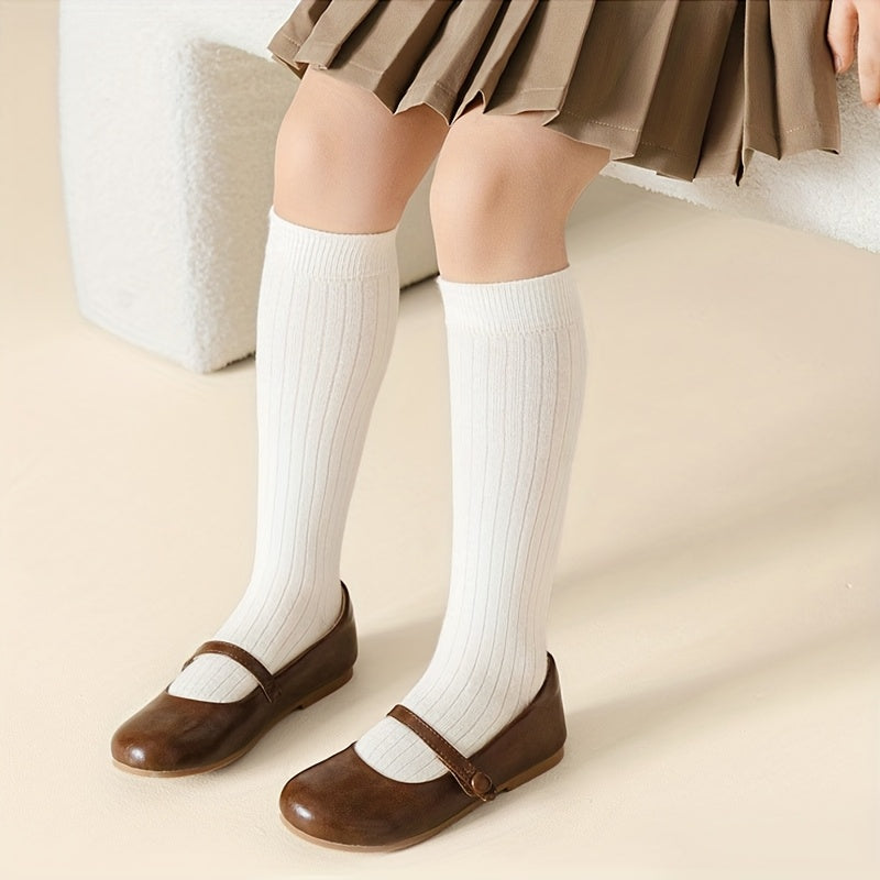 1 Pair Double Needle Striped Socks, Easy Ankle Socks, Versatile Skirt Socks, Black Brown Beige Khaki White Socks, Socks, Boys' Socks, Girls' Socks