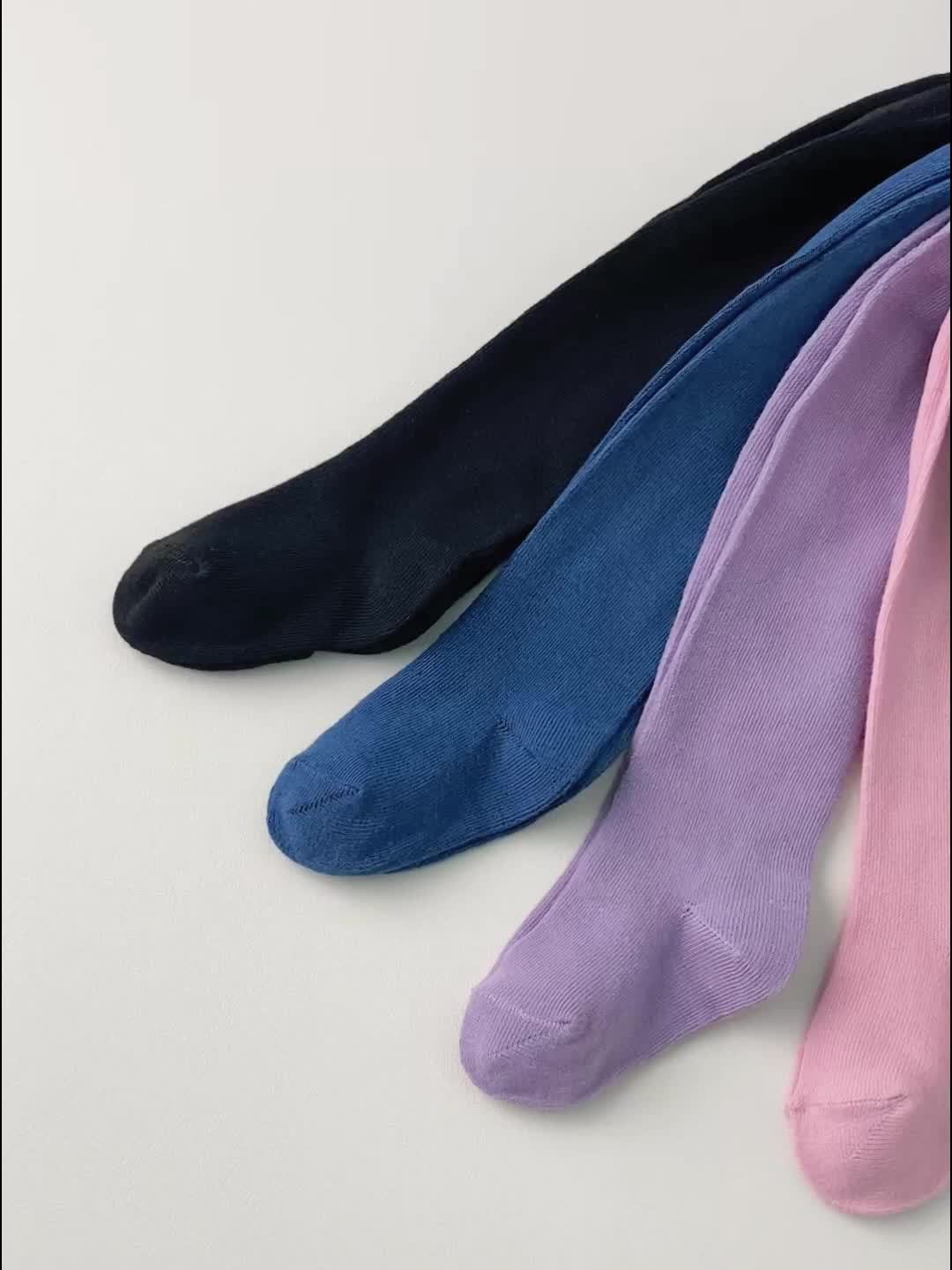 1 Pair All-Season Easy Solid Color Baby Toddler Leggings Socks Children Girls Kids Stockings for Daily Casual Dressy