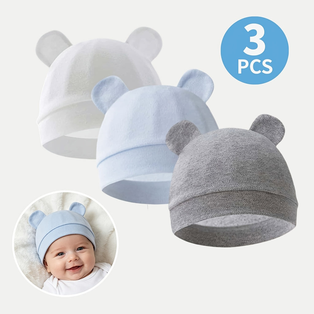 3-Pack Newborn Baby Flower Lollipop Bear Ears Hat Soft Skin-Friendly Suitable for Newborns Infant 0.0-9.84ft