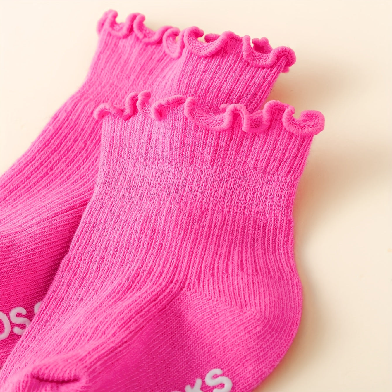 1\u002F5 Pairs of Spring\u002FSummer Solid Color Cute Sweet Girl's Ruffle Edge Non-Slip Ankle Socks