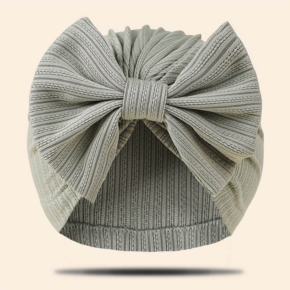 1pc Newborn Baby Beanie Hat Without Brim 4-Way Stretch Jacquard Knit Fabric with Bowknot Pullover Cap for Infant, Suitable for Newborn to 8 Months