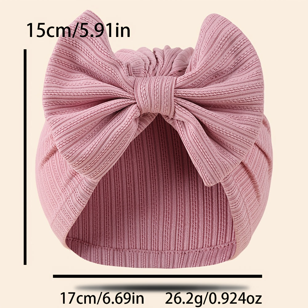 1pc Newborn Baby Beanie Hat Without Brim 4-Way Stretch Jacquard Knit Fabric with Bowknot Pullover Cap for Infant, Suitable for Newborn to 8 Months