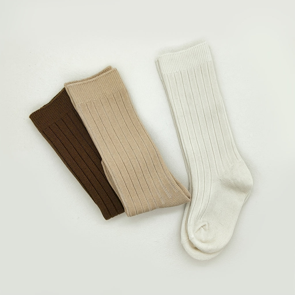 1 Pair Double Needle Striped Socks, Easy Ankle Socks, Versatile Skirt Socks, Black Brown Beige Khaki White Socks, Socks, Boys' Socks, Girls' Socks