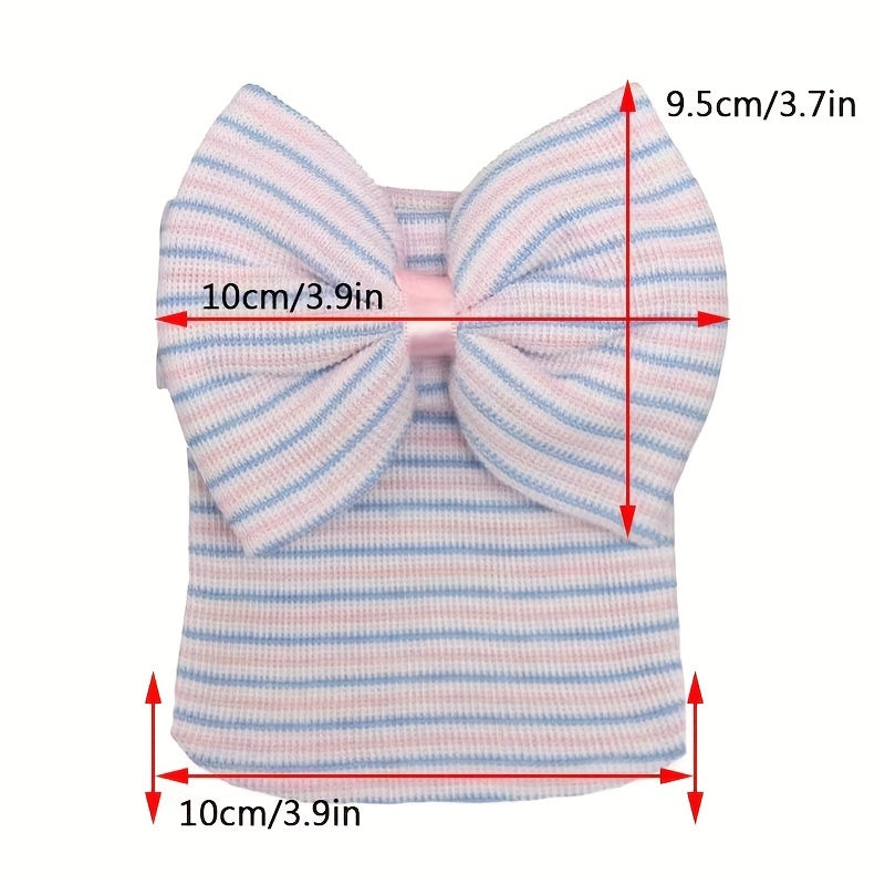 Newborn Baby Knit Hat with Large Pink Bow - Breathable Acrylic, Adjustable Toggle Closure, Perfect for Daily & Casual Occasions, Everyday Headwear | Playful Accessory | Knit Construction, Baby Clothes