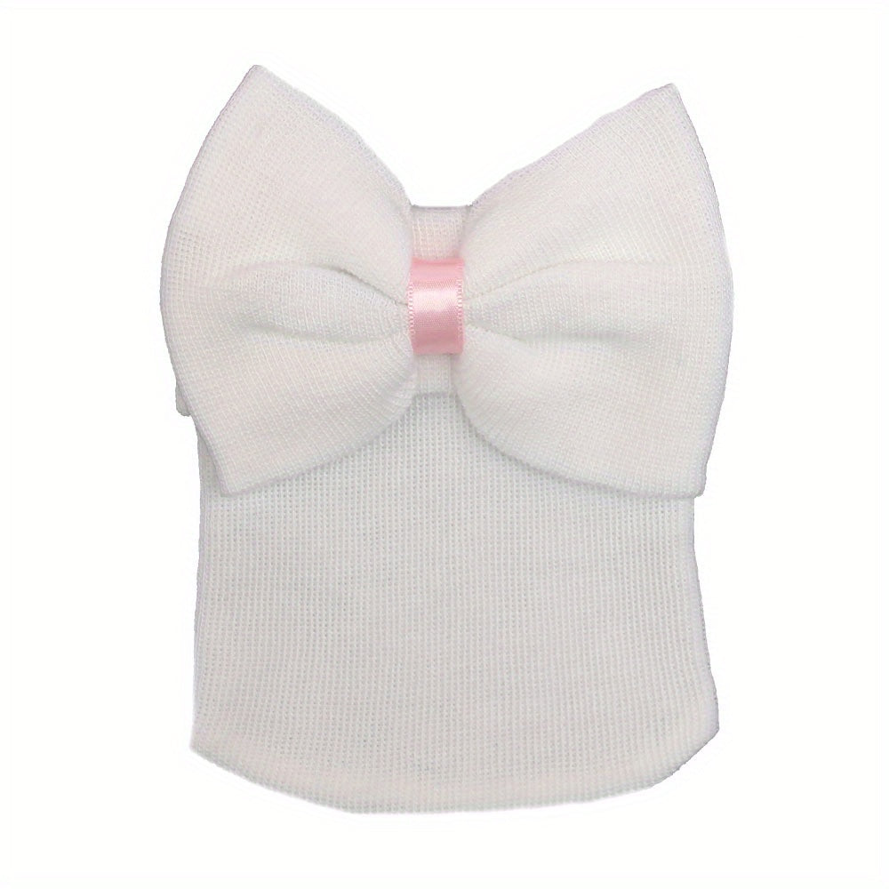 Newborn Baby Knit Hat with Large Pink Bow - Breathable Acrylic, Adjustable Toggle Closure, Perfect for Daily & Casual Occasions, Everyday Headwear | Playful Accessory | Knit Construction, Baby Clothes