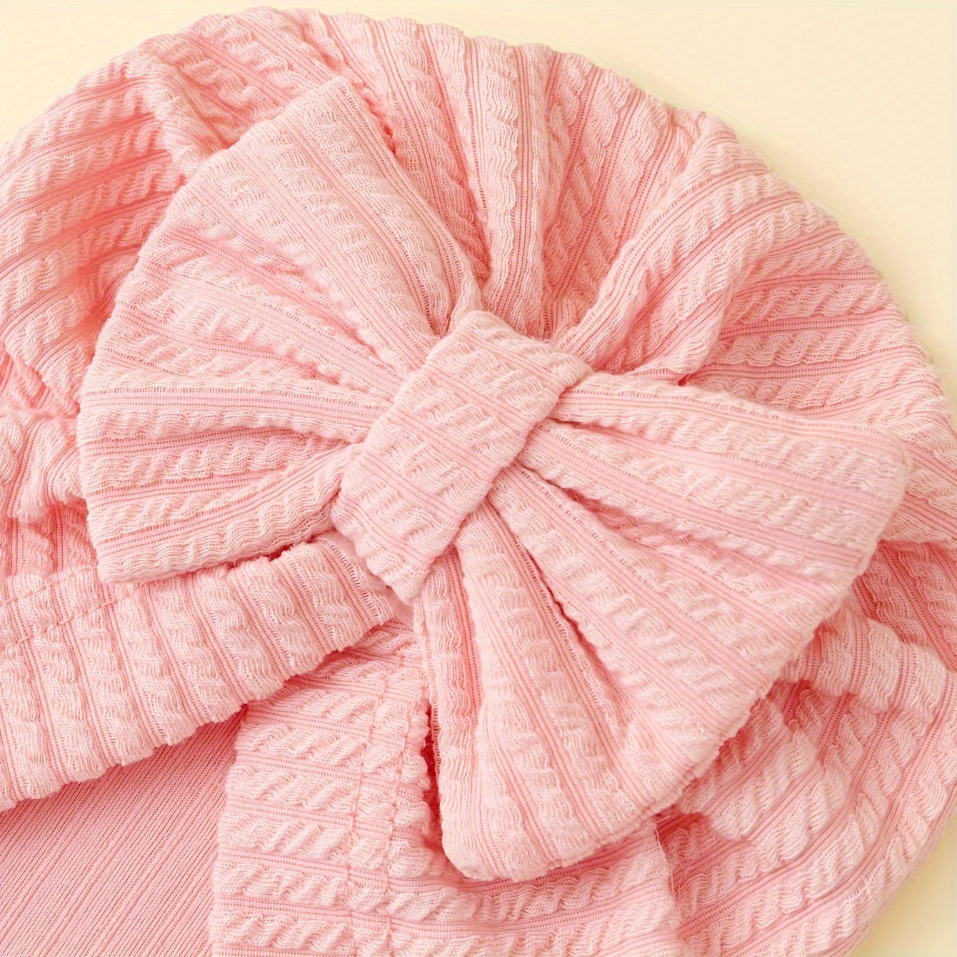 4pcs Children's Ribbed Floral Pattern Bonnet Set