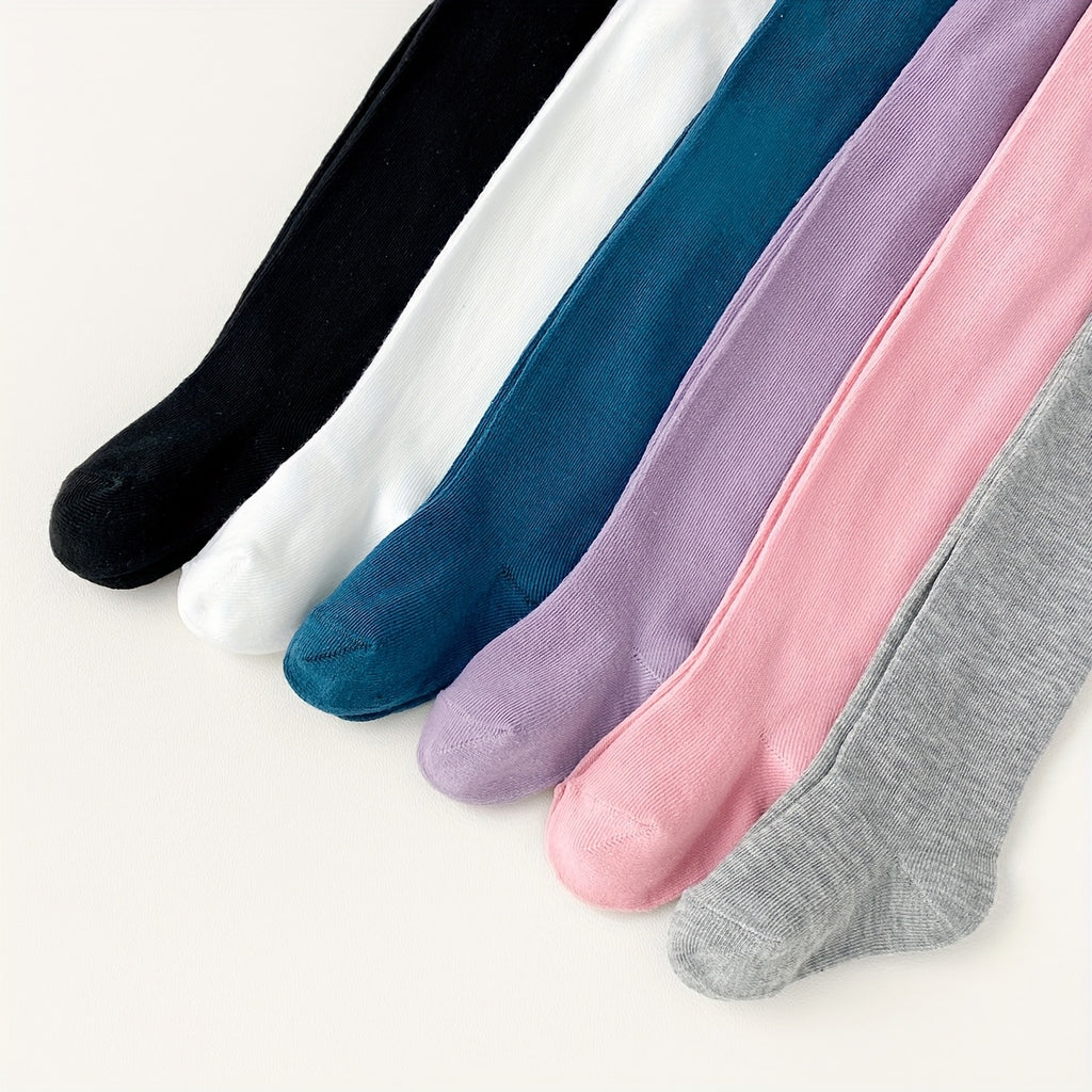 1 Pair All-Season Easy Solid Color Baby Toddler Leggings Socks Children Girls Kids Stockings for Daily Casual Dressy