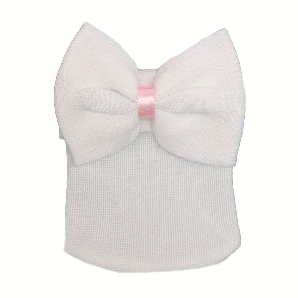Newborn Baby Knit Hat with Large Pink Bow - Breathable Acrylic, Adjustable Toggle Closure, Perfect for Daily & Casual Occasions, Everyday Headwear | Playful Accessory | Knit Construction, Baby Clothes