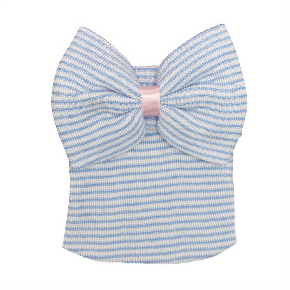 Newborn Baby Knit Hat with Large Pink Bow - Breathable Acrylic, Adjustable Toggle Closure, Perfect for Daily & Casual Occasions, Everyday Headwear | Playful Accessory | Knit Construction, Baby Clothes