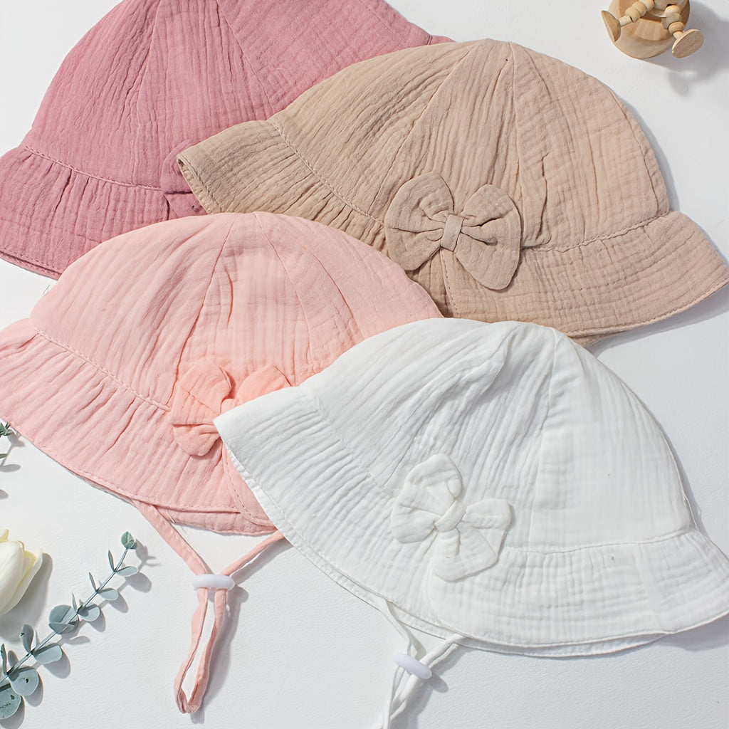 4pcs of baby hats, thin style for spring and autumn, new infant and toddler girls' fisherman hats, cute princess adjustable bucket hats