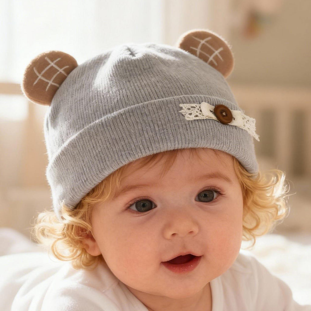 Baby Turban Hats, Cute Ears Soft Elastic Beanie Winter Casual Infant Cap for Girls Boys