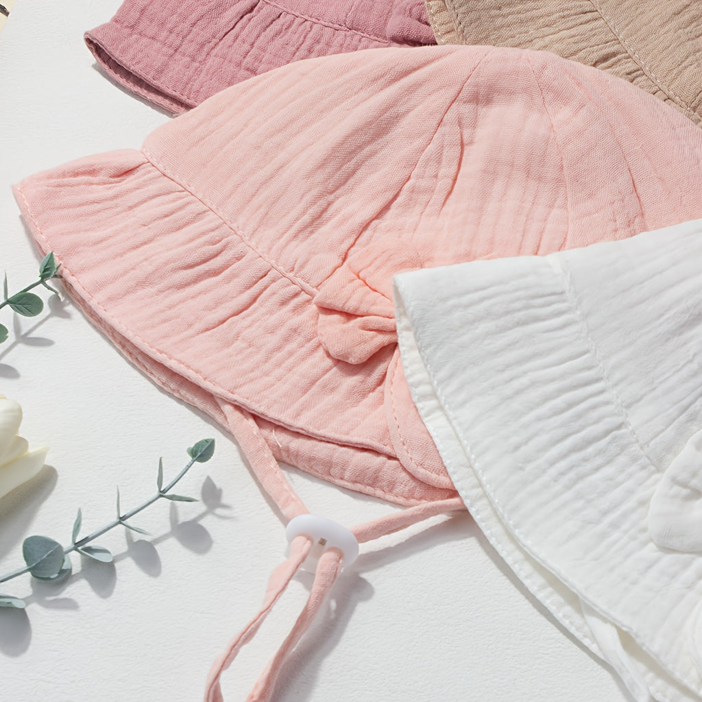 4pcs of baby hats, thin style for spring and autumn, new infant and toddler girls' fisherman hats, cute princess adjustable bucket hats