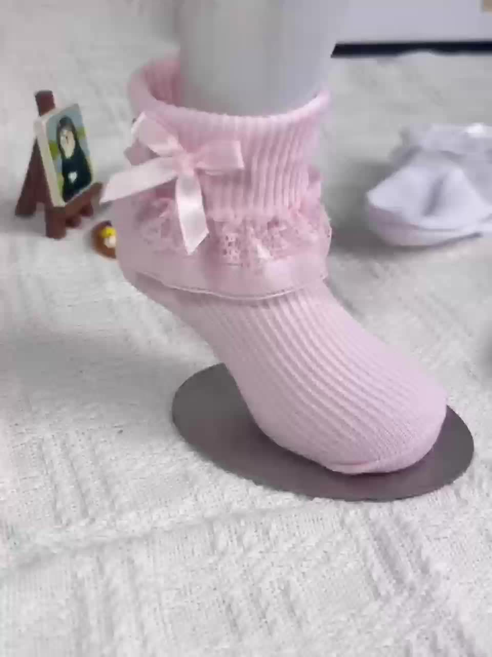 1\u002F2\u002F6-Pack Spring-Summer Breathable Bow-Trimmed Ankle Socks for Newborn Girls