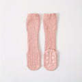A Pair of Thick, Plush Coral Fleece Knee-High Socks for Infants And Toddlers, Designed to Be Non-Slip for Indoor Use And Prevent Shedding