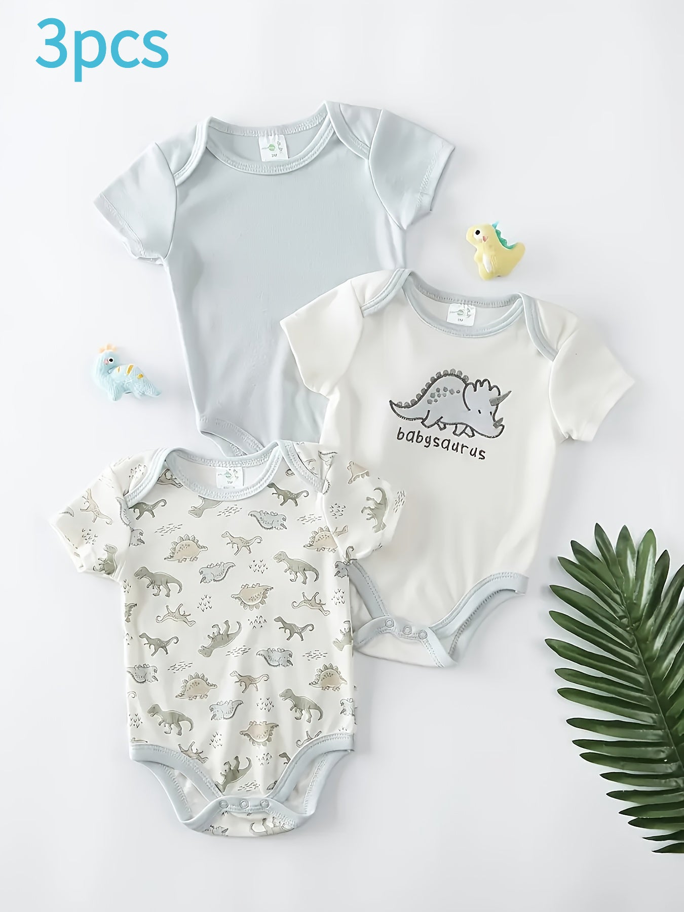 3pcs Set: Triangle Onesies for Baby Girls And Boys, Three Dinosaur-Themed Prints, Fresh And Cute Design, Soft And Comfortable, Easy to Change Diapers, Suitable for Everyday Wear And Outdoor Activities, The Perfect Baby Gift, for Outdoor