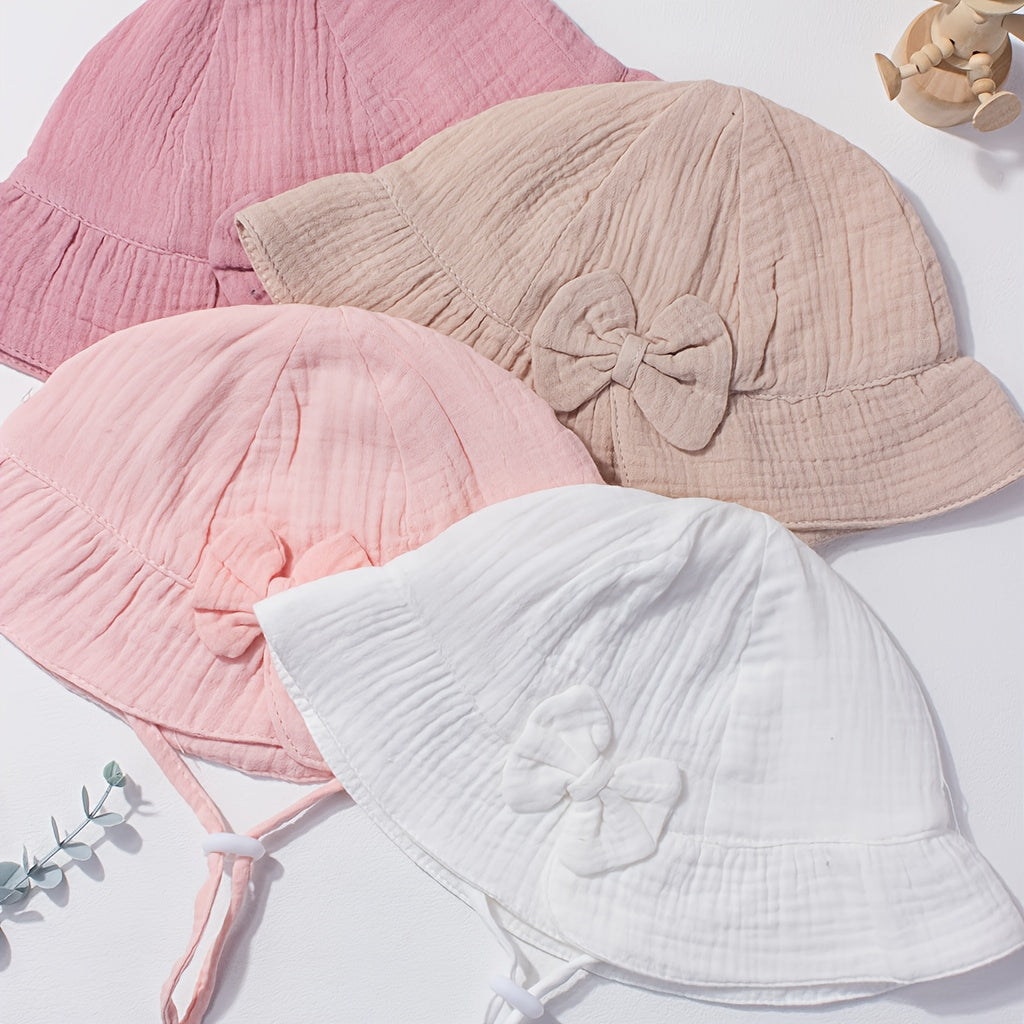 4pcs of baby hats, thin style for spring and autumn, new infant and toddler girls' fisherman hats, cute princess adjustable bucket hats