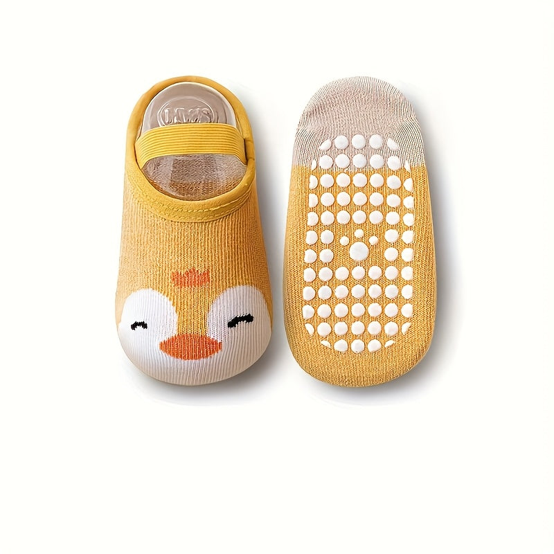 1\u002F6 Pair, Cute Flat Animal Soft Cartoon Kids' No-Show Socks, Baby Non-Slip Strap Socks, Soft and Comfortable