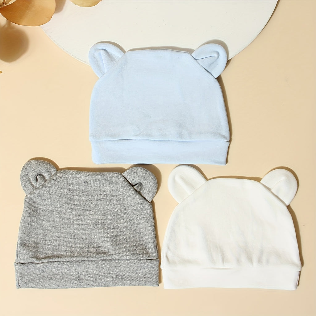 3-Pack Newborn Baby Flower Lollipop Bear Ears Hat Soft Skin-Friendly Suitable for Newborns Infant 0.0-9.84ft