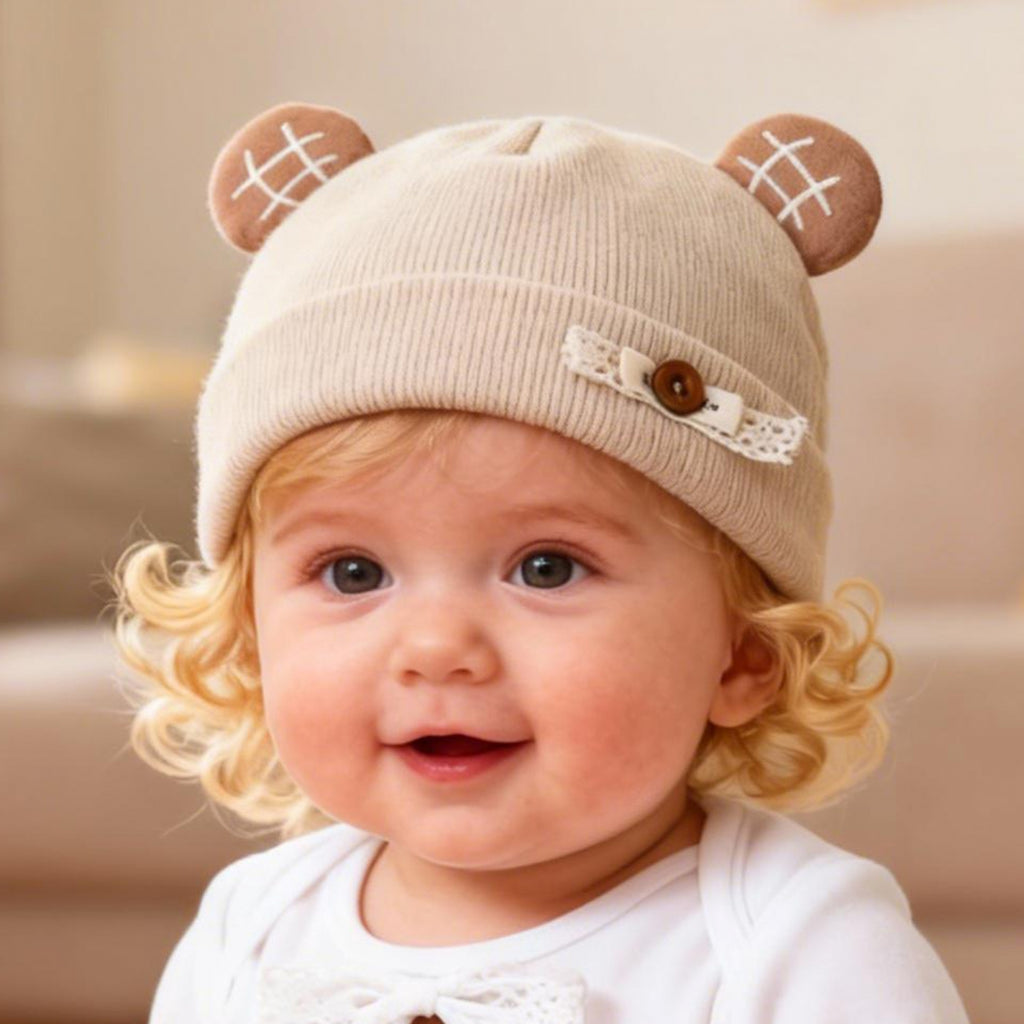 Baby Turban Hats, Cute Ears Soft Elastic Beanie Winter Casual Infant Cap for Girls Boys