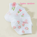 1\u002F5 Pairs Spring\u002FAutumn Baby Socks with Floral And Bow Design, Cute And Playful Soft Warm Mid-Calf Socks, Suitable for Children'S Birthdays, Holiday Gifts, And Daily Wear