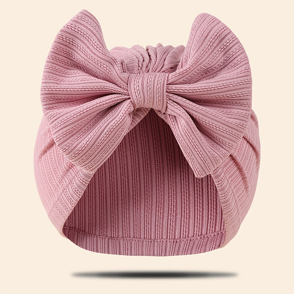 1pc Newborn Baby Beanie Hat Without Brim 4-Way Stretch Jacquard Knit Fabric with Bowknot Pullover Cap for Infant, Suitable for Newborn to 8 Months