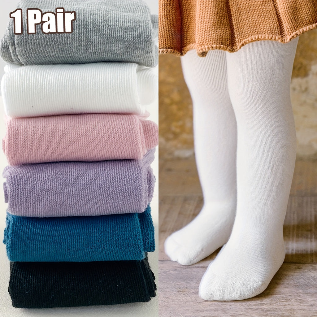 1 Pair All-Season Easy Solid Color Baby Toddler Leggings Socks Children Girls Kids Stockings for Daily Casual Dressy