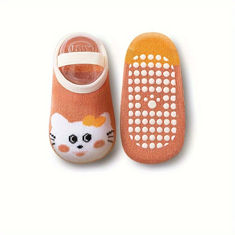 1\u002F6 Pair, Cute Flat Animal Soft Cartoon Kids' No-Show Socks, Baby Non-Slip Strap Socks, Soft and Comfortable
