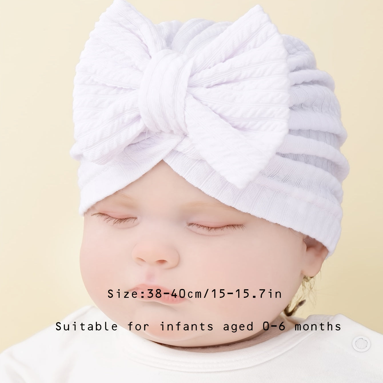 4pcs Children's Ribbed Floral Pattern Bonnet Set