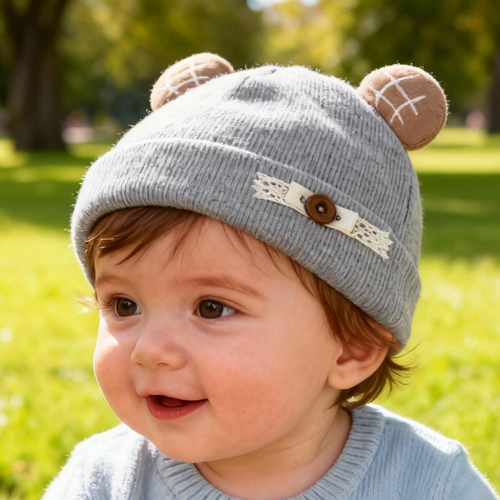 Baby Turban Hats, Cute Ears Soft Elastic Beanie Winter Casual Infant Cap for Girls Boys