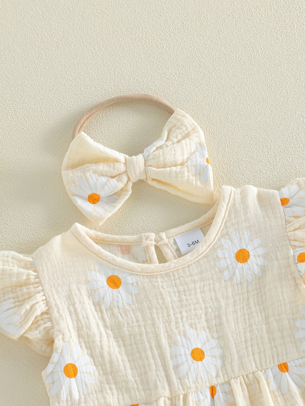 Newborn Girl Outfit, Flower Print Fly Sleeve Romper with Bowknot Hairband Summer Clothes, Perfect for Outdoor
