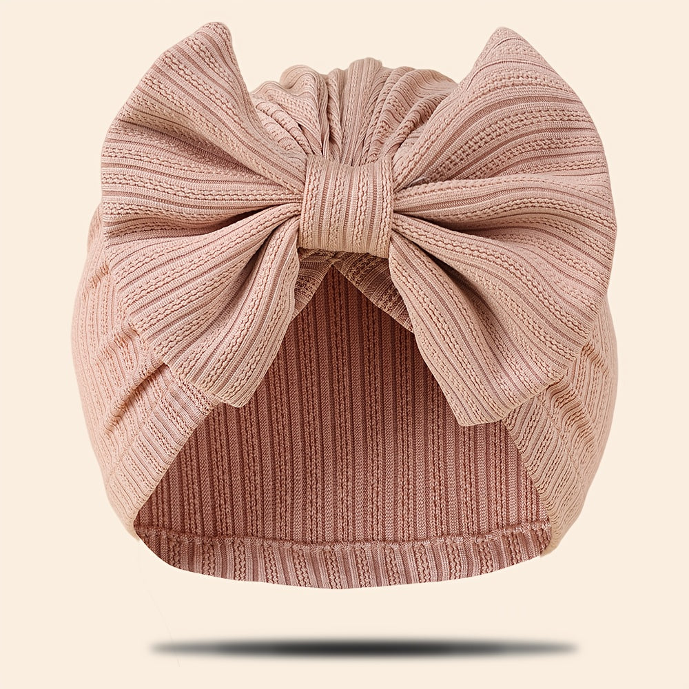1pc Newborn Baby Beanie Hat Without Brim 4-Way Stretch Jacquard Knit Fabric with Bowknot Pullover Cap for Infant, Suitable for Newborn to 8 Months