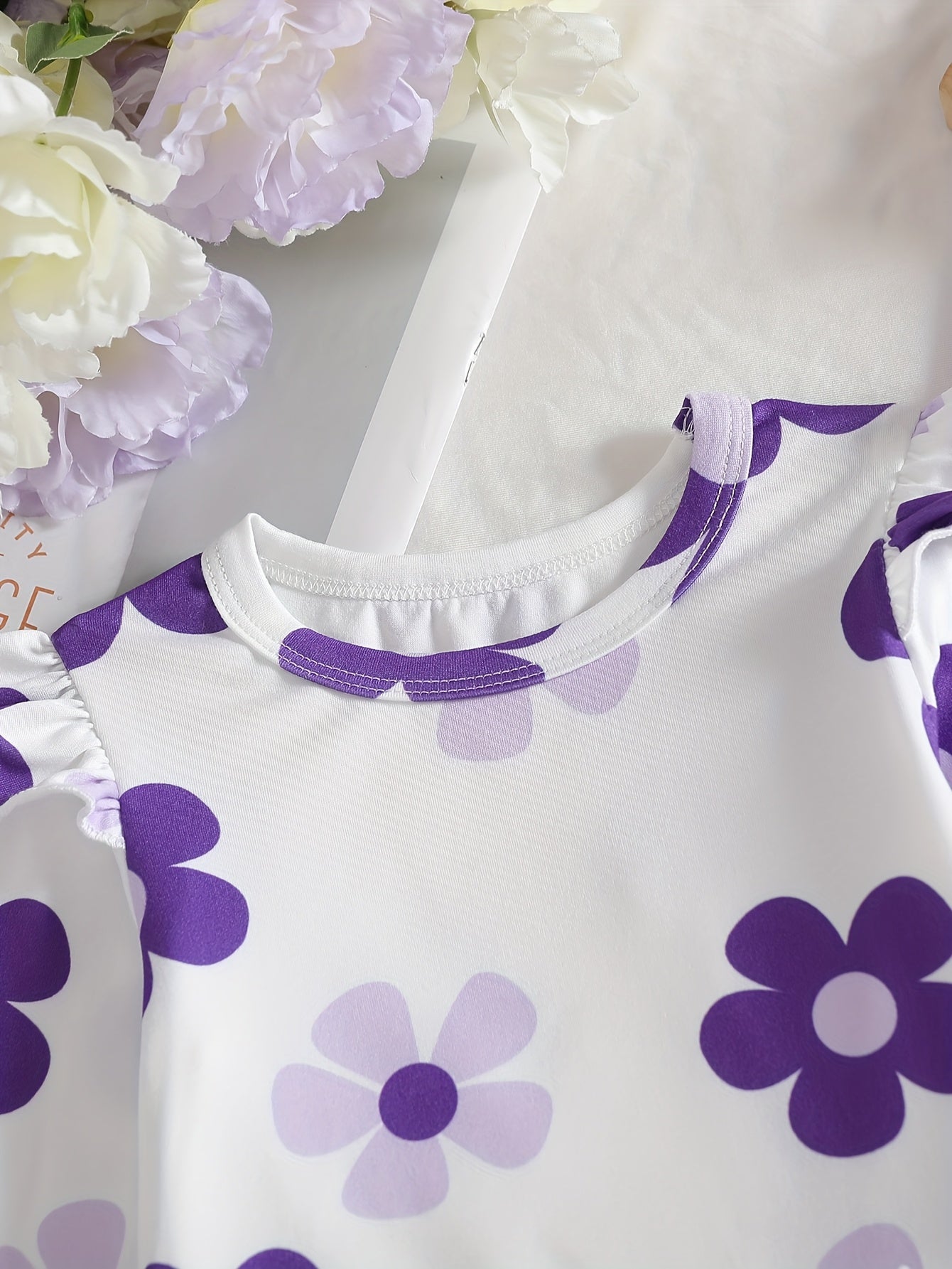 Baby Girl'S Clothing, Baby Products, Baby Girl'S Casual And Versatile Spring Floral Prints, Small Flying Sleeves, Long Sleeved Jumpsuit, Baby Girl'S Ordinary Jumpsuit, Popular Small Gift for The New School Season, for Outdoor