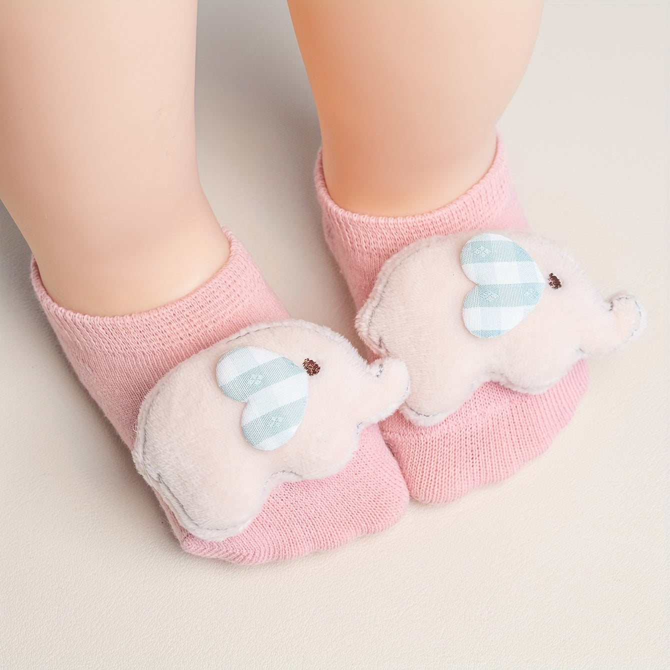 1-pair\u002F3-pair, Adorable Baby Elephant No-Show Socks, Girls' Non-Slip Toddler Socks for Home, Multiple Colors Available, Combo Pc, Soft, Comfortable, and Breathable, 3D Cute Animal Design, Versatile for Daily Home Use, Parties, and Gatherings
