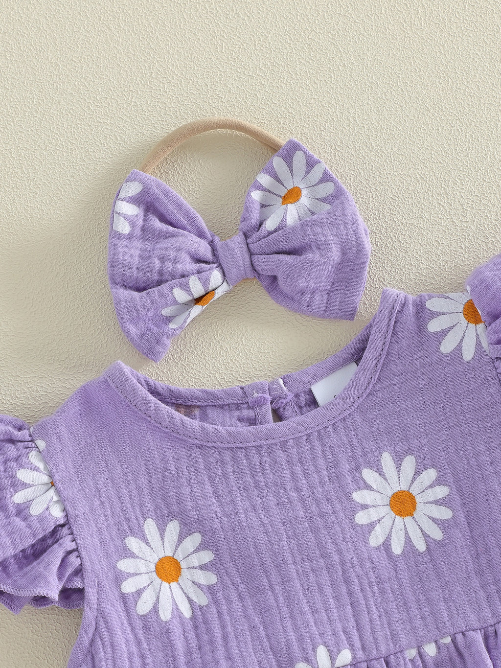 Newborn Girl Outfit, Flower Print Fly Sleeve Romper with Bowknot Hairband Summer Clothes, Perfect for Outdoor