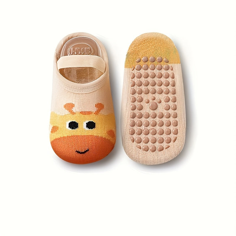 1\u002F6 Pair, Cute Flat Animal Soft Cartoon Kids' No-Show Socks, Baby Non-Slip Strap Socks, Soft and Comfortable