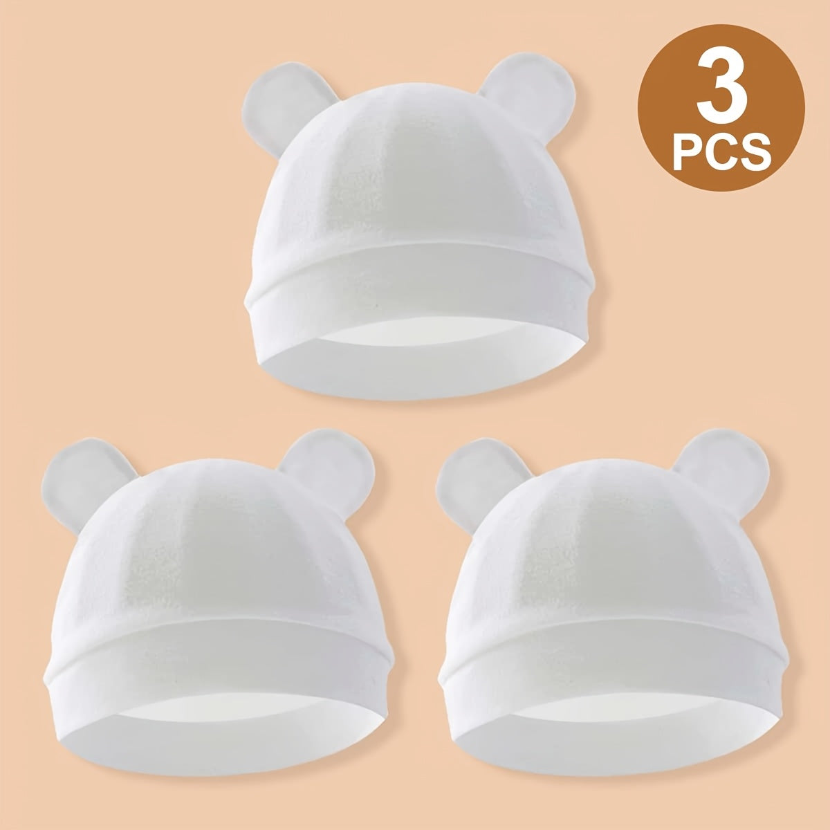 3-Pack Newborn Baby Flower Lollipop Bear Ears Hat Soft Skin-Friendly Suitable for Newborns Infant 0.0-9.84ft