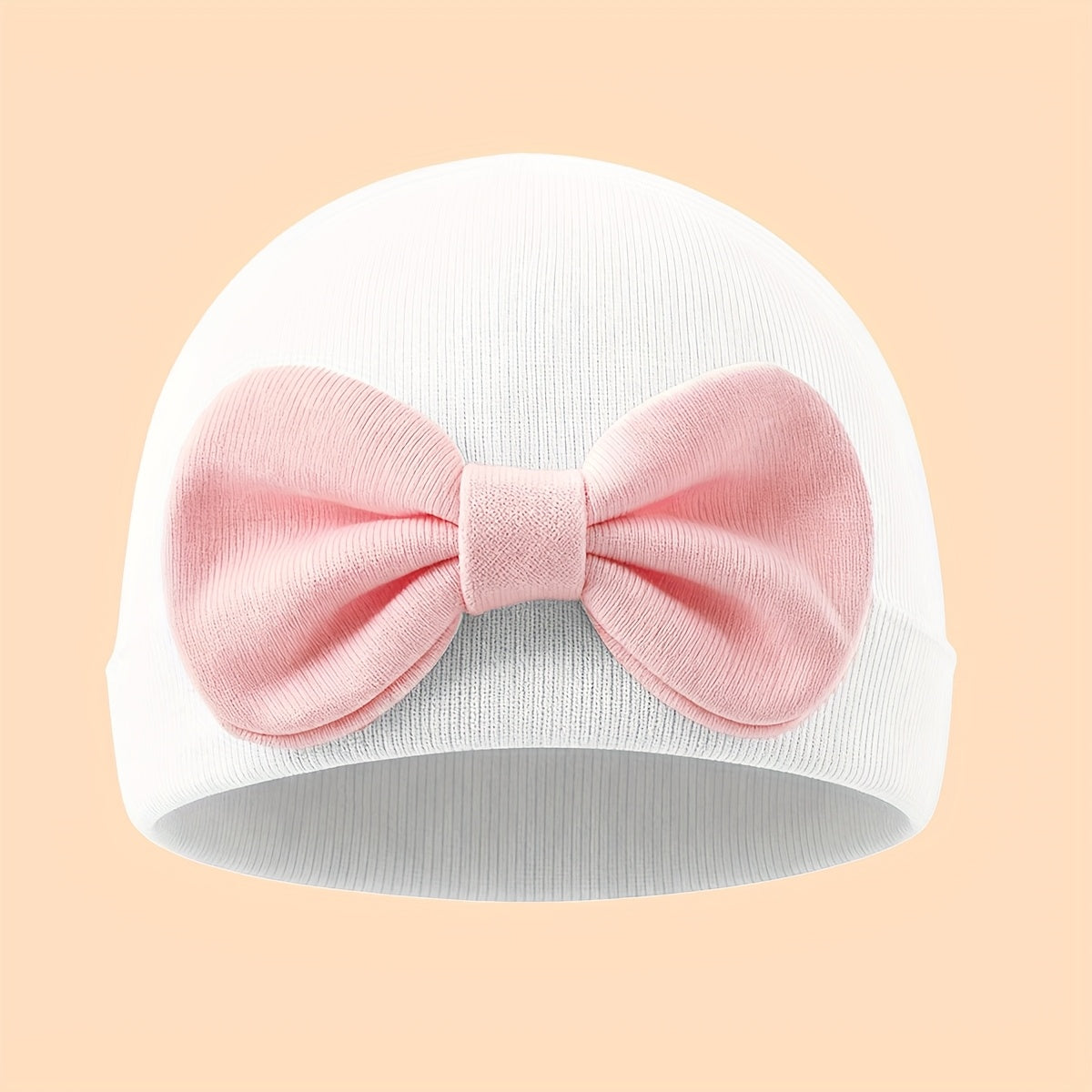 1 Newborn Beanie with Bow Decor, Stylish Cute Hospital Hat for Baby Girls, Soft, Comfortable & Breathable, Perfect for Gifting, Daily Matching & Photo Shoots