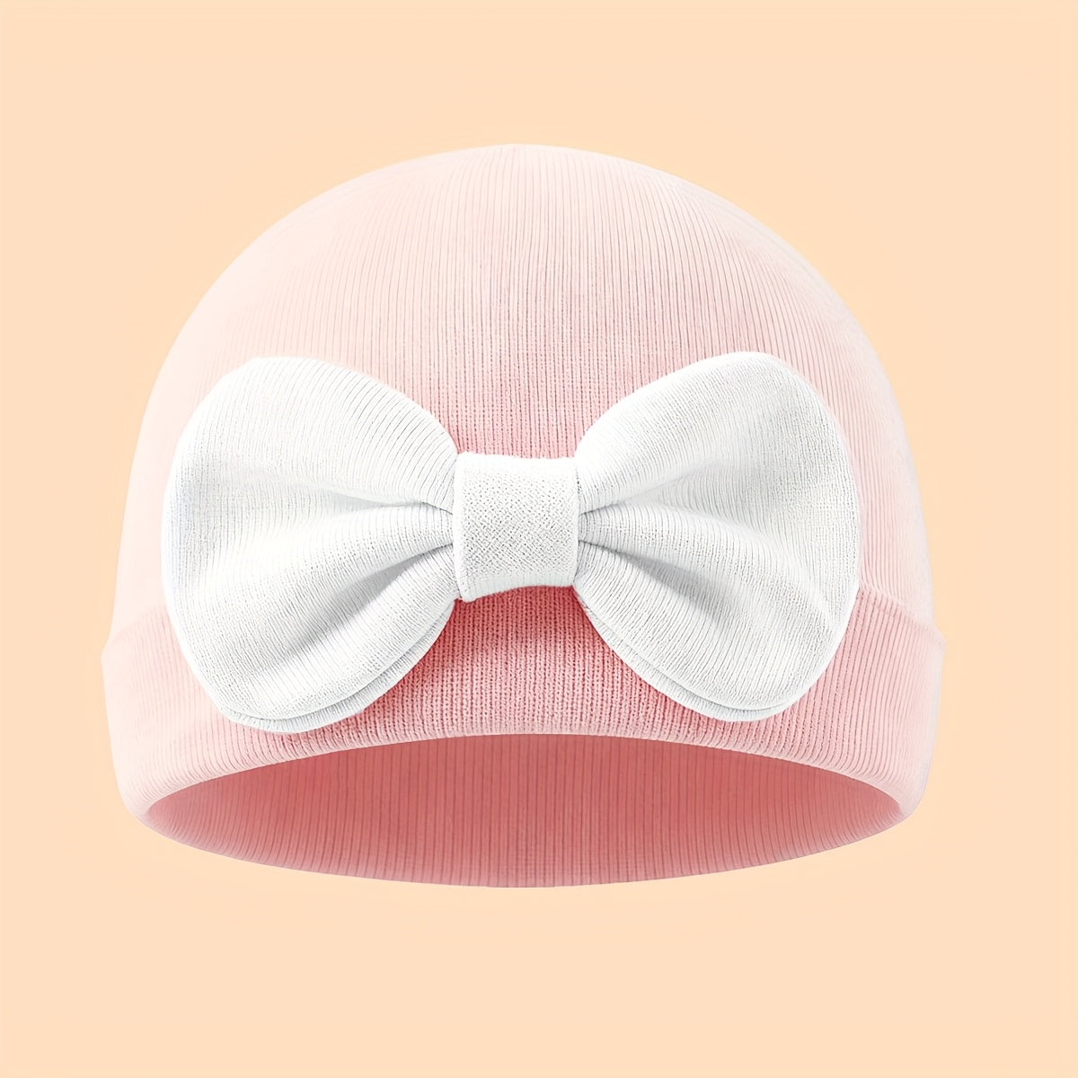 1 Newborn Beanie with Bow Decor, Stylish Cute Hospital Hat for Baby Girls, Soft, Comfortable & Breathable, Perfect for Gifting, Daily Matching & Photo Shoots