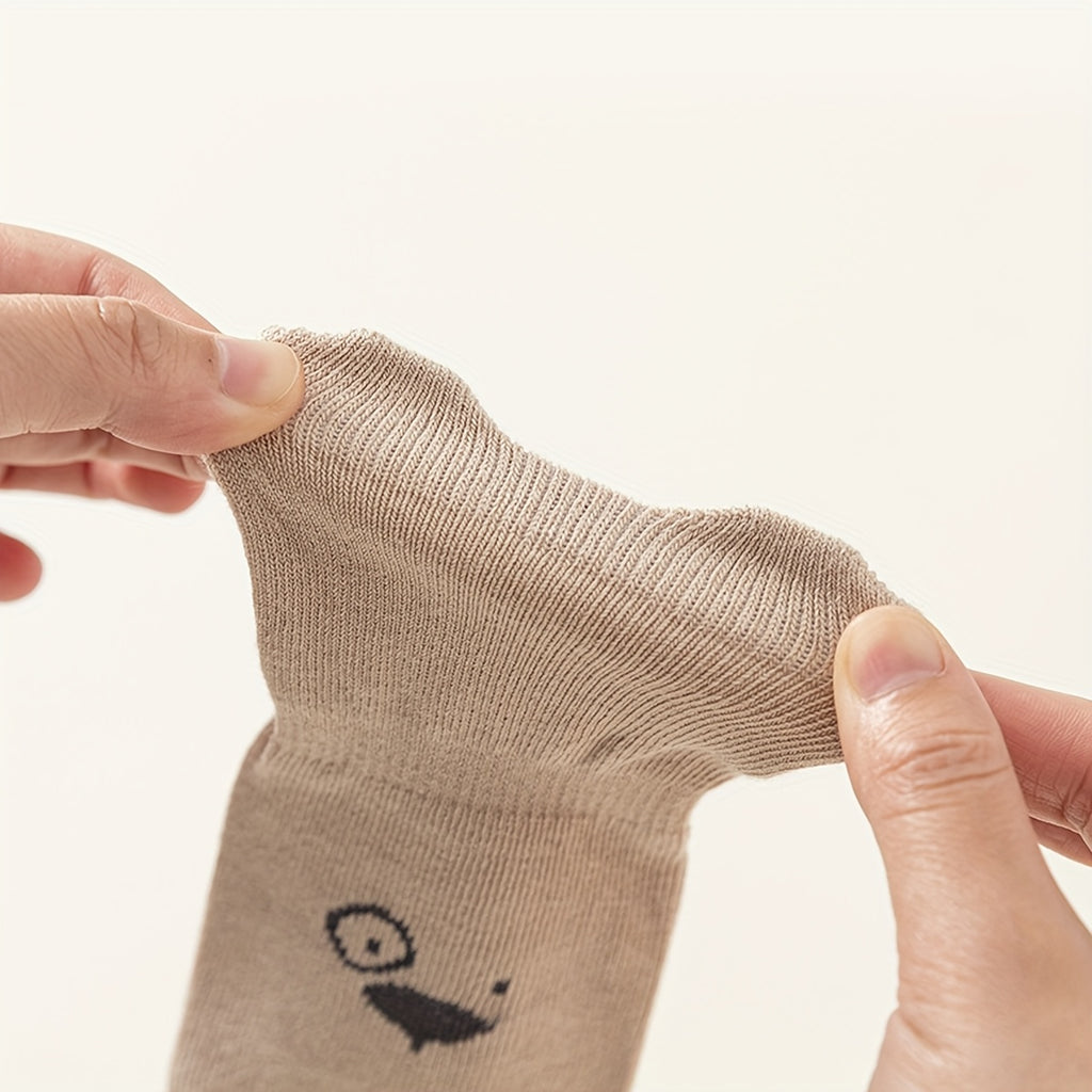 A pair of cute cartoon animal expression baby socks for children, suitable for all seasons, non slip floor socks, newborn crawling indoor socks