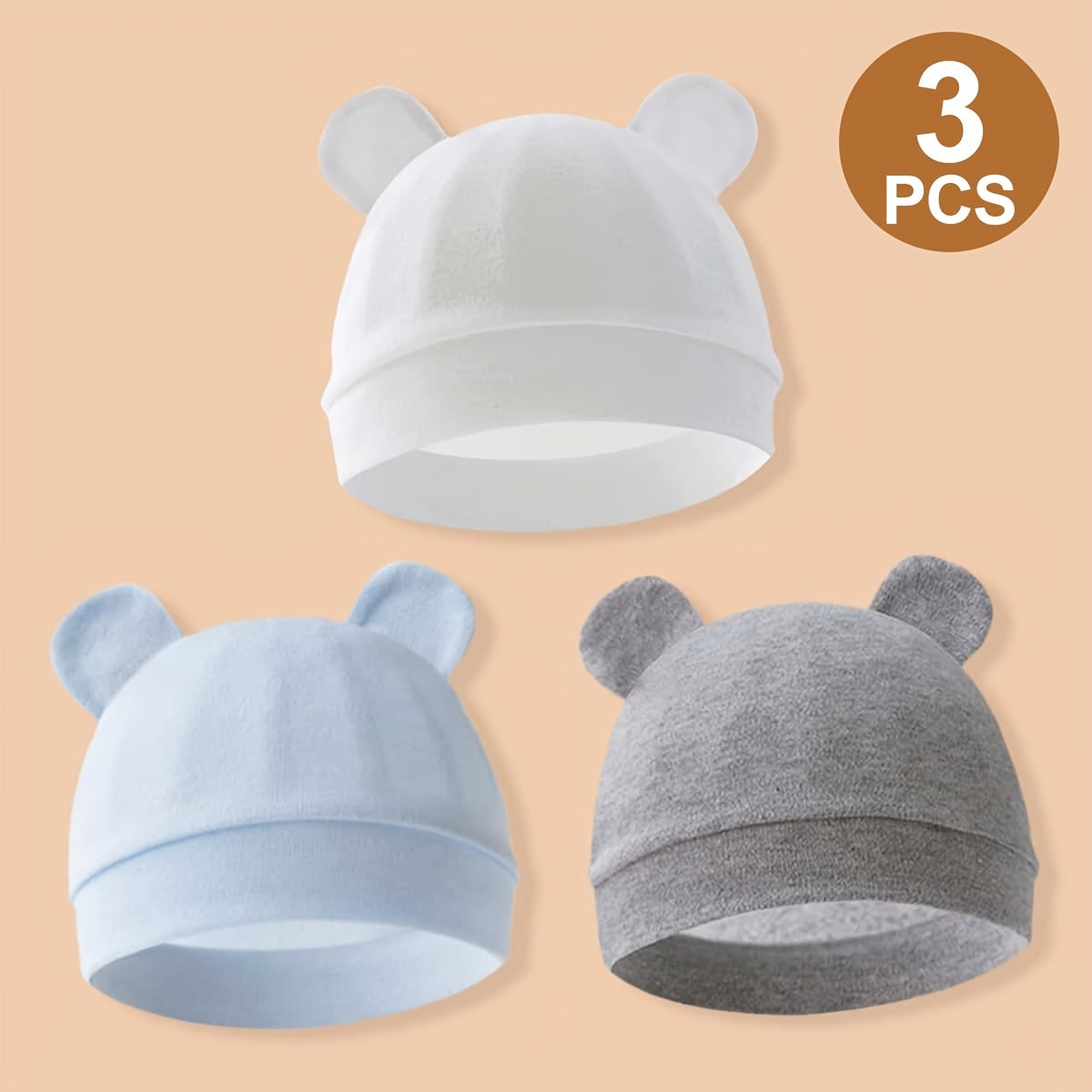 3-Pack Newborn Baby Flower Lollipop Bear Ears Hat Soft Skin-Friendly Suitable for Newborns Infant 0.0-9.84ft