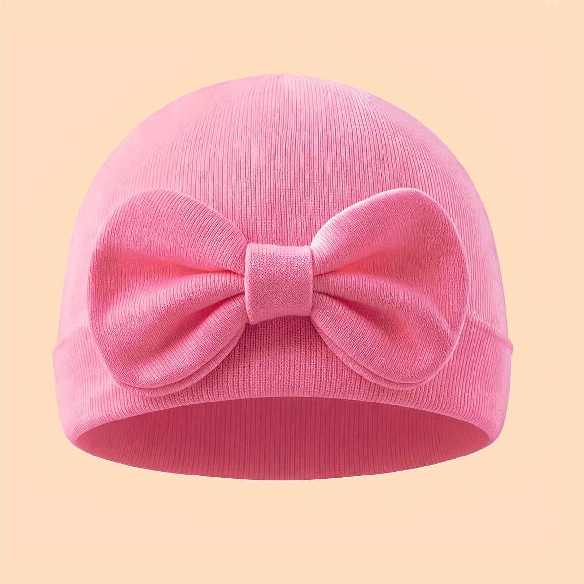1 Newborn Beanie with Bow Decor, Stylish Cute Hospital Hat for Baby Girls, Soft, Comfortable & Breathable, Perfect for Gifting, Daily Matching & Photo Shoots