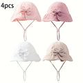 4pcs of baby hats, thin style for spring and autumn, new infant and toddler girls' fisherman hats, cute princess adjustable bucket hats