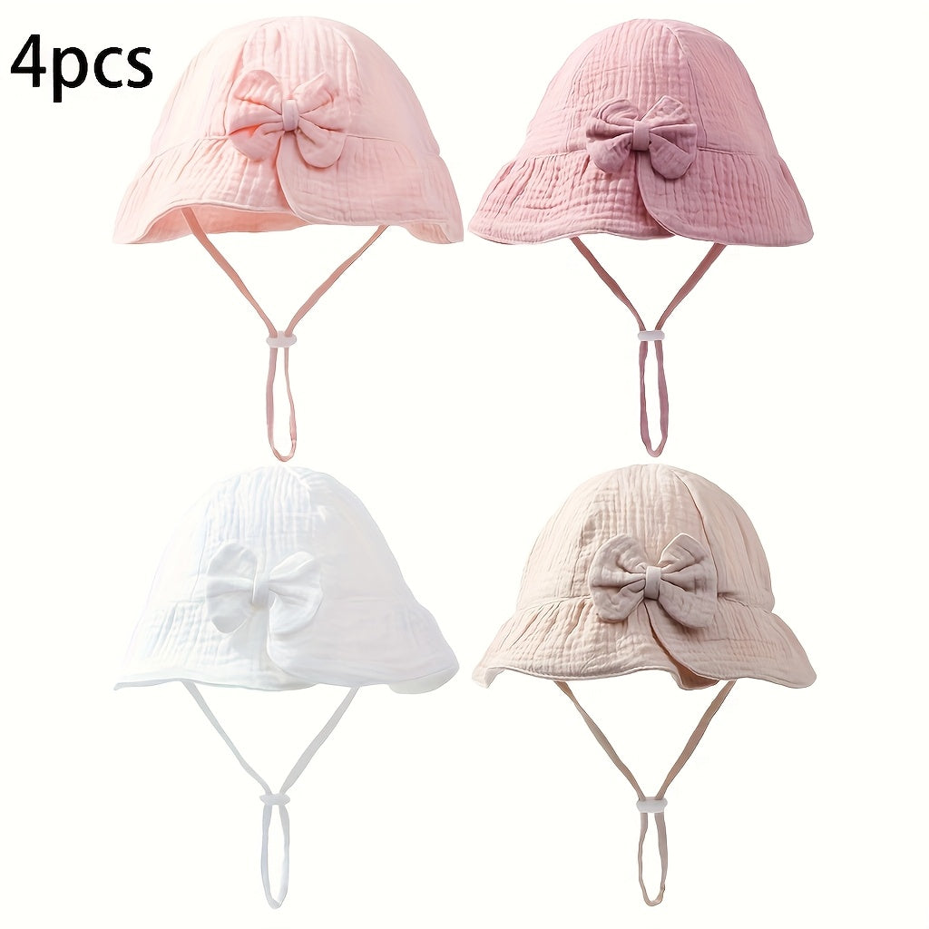 4pcs of baby hats, thin style for spring and autumn, new infant and toddler girls' fisherman hats, cute princess adjustable bucket hats